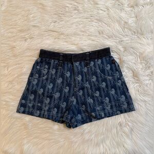 Chloe Horse Print Mini Denim Shorts Blue Size 40